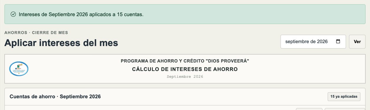 Confirmación de intereses aplicados